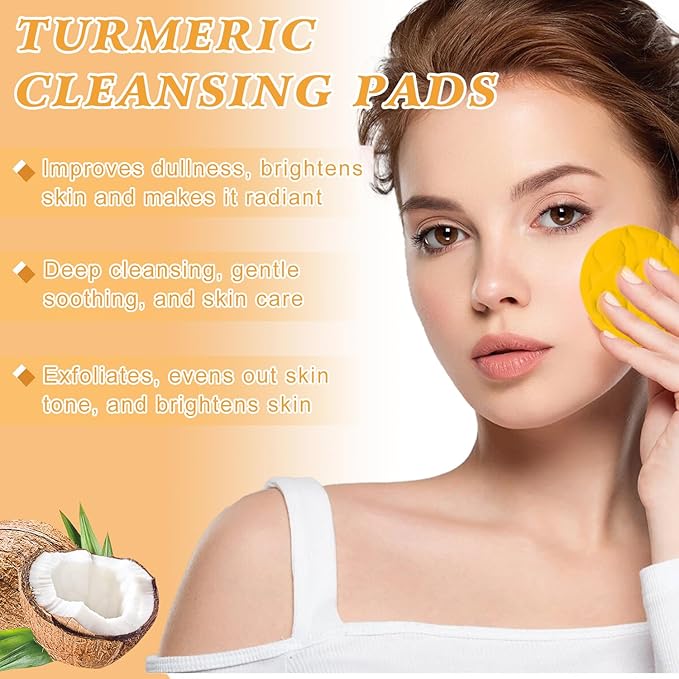4Pcs Turmeric Wash and Care Three Piece Set,Turmeric Trio: Facial Wash,Cleansing Mousse & Soap for Skin Care,Turmeric Cleansing Exfoliating Pads,Turmeric Face Wash for Face & Body
