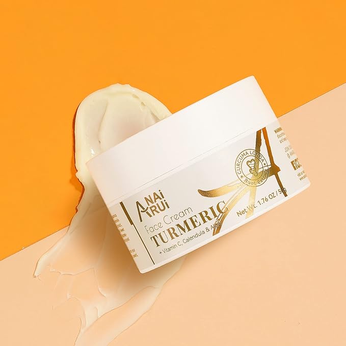 ANAI RUI Facial Moisturuzier, Turmeric Face Cream with Vitamin C for Hydrating, Firming, Tightening Skin, Turmeric Vitamin C Cream for Dark Spots, Dry Skin, 1.76 OZ