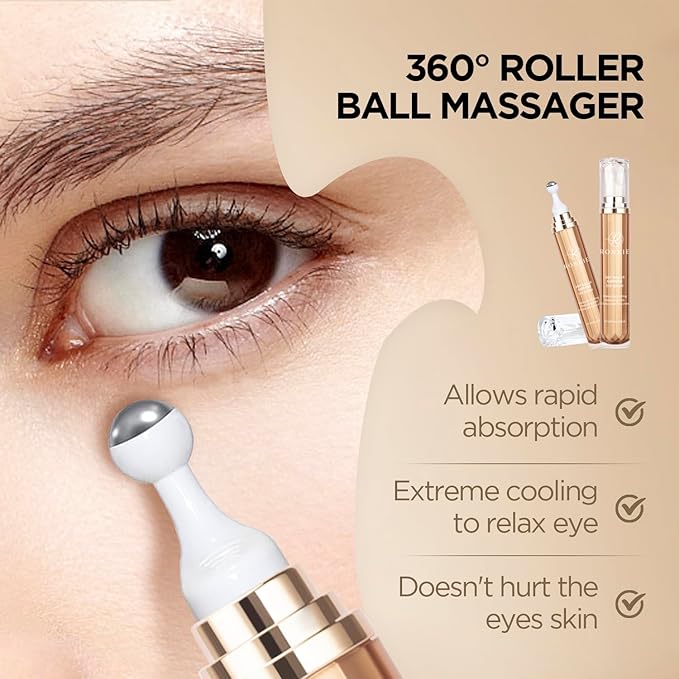Eye Cream for Dark Circles: Under Eye Cream with Caffeine Retinol - Reduces Under Eye Bags and Fine Lines Gold