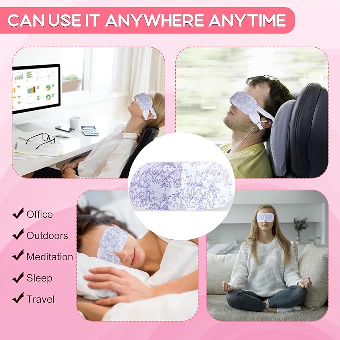 XPCARE 32 Pack Steam Eye Masks for Dry Eyes, SPA Warm Sleep Eye Mask, Disposable Heated Eye Mask for Dark Circles, Puffy Eyes, Relief Stress Eye Fatigue(Rose)