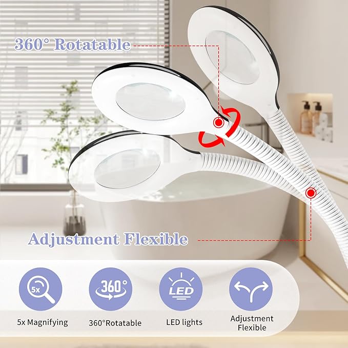 Professional Facial Steamer, 2 in 1 Ozone Facial Steamer on Wheels, with 5X Magnifying Lamp, Facial Steamer with Time Setting, Stand Facial Steamer Adjustable Height for Spa, Salon and at Home use