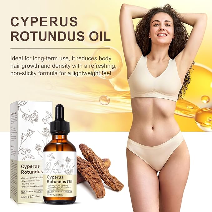 Cypress Rotunda Oil - Reduces Hair Growth - Shrinks Pores-Moisturizes and Soothes - Balances Skin Tone - for Face, Body, Arms - 60ml