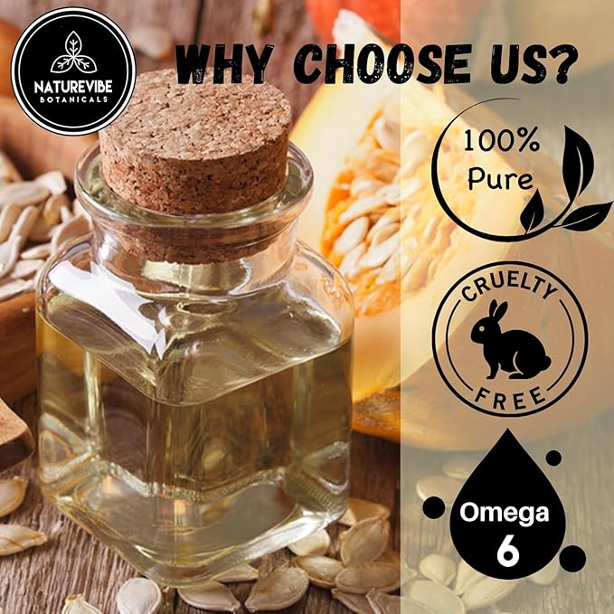 Naturevibe Botanicals Pumpkin Seed Oil 32 Ounces | 100% Pure and Natural | Great for Skin Care and Hair Care