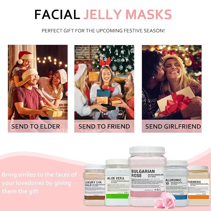 Jelly Mask Powder for Facials,Rose Moisturizing Jelly Face Mask,Tea Tree Jelly Face Mask,Face Masks with Double-ended Silicone Brush, 23 Fl Oz