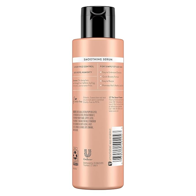 Suave Simply Styled Hair Smoothing Serum – Anti-Frizz Hair Serum, Anti-Humidity, 24H Frizz Control for Smooth & Sleek Hair, 4.75 oz (Pack of 2)