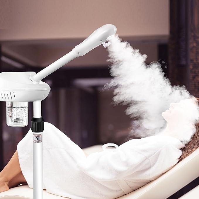 Professional Facial Steamer for Ozone Humidifier Atomizer, Adjustable Height and Angle, Face Steamer Clean Skin Firming Pores and Moisturizing Suitable for a Beauty, Spa, at Home