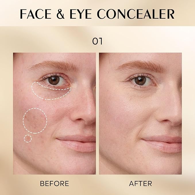 Mineral Sunscreen Eye Cream, 3-in-1 Anti-Aging Sunscreen Under Eye Treatment Cream, SPF 35, Mineral Concealer for Smooth Eyelines Cover Dark Circles, 01