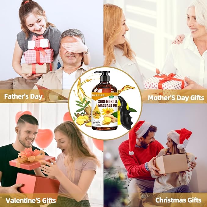 Arnica Massage Oil - Relaxing Body Massage for Date Night & Therapy, Ginger Oil for Lymphatic Drainage, Gifts for Men & Women