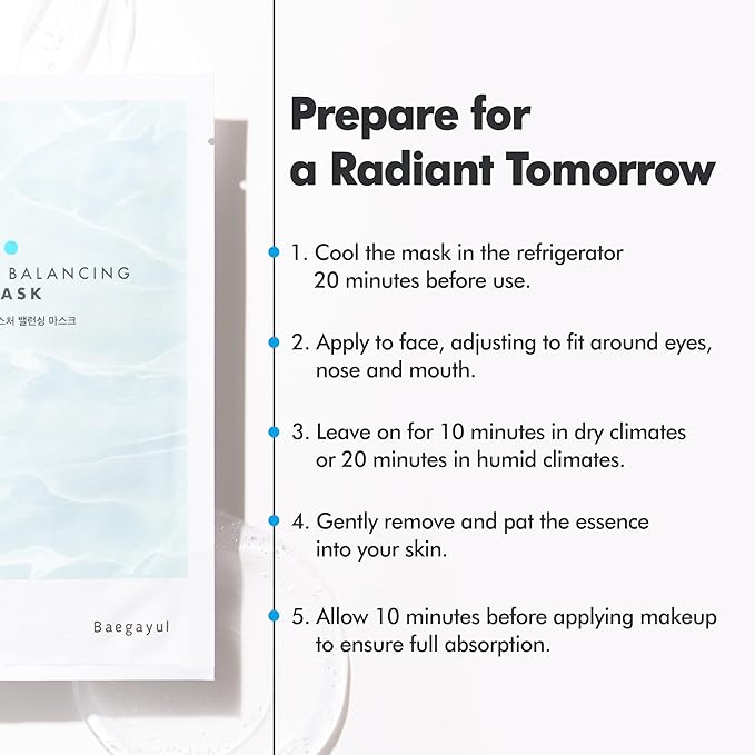 Moisture Balancing Sheet Mask 10EA - Hydrating & Soothing Facial Mask with Hyaluronic Acid, Glow Skin Watergel Texture, Korean Skincare for All Skin Types, Lightweight Non-Sticky Face Mask