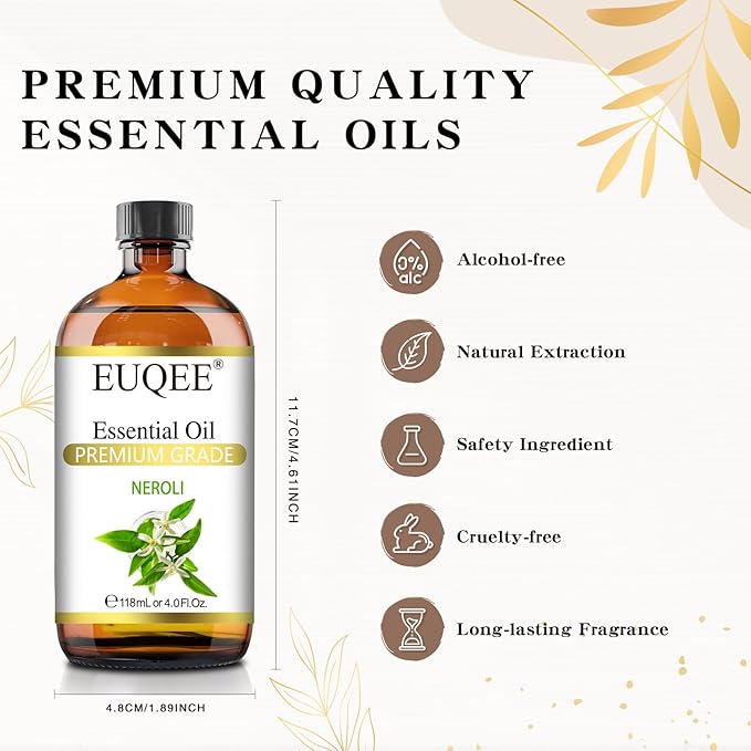 Neroli Essential Oil 118mL / 4oz Pure Neroli Oil Premium Essential Oil for Diffuser, Aromatherapy, DIY Soap