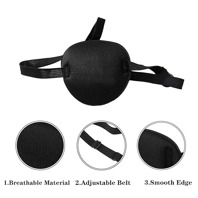 MYUBWTF Black Single Eye Mask, Pirate Skull Crossbone eye patch,Adjustable 3D Eye Patch for Adult and Kid (No Pattern)
