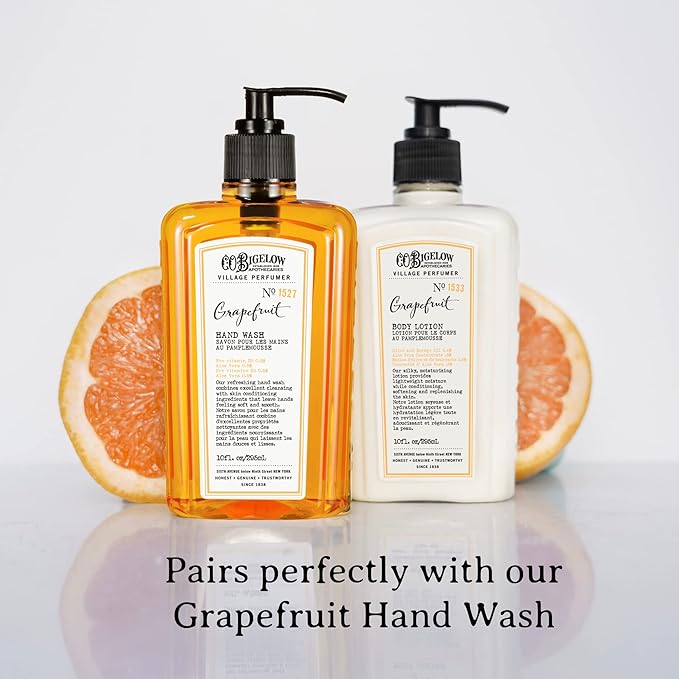 C.O. Bigelow Grapefruit Body Lotion for Women and Men, Village Perfumer Lotion with Olive Oil, Borage Oil, and Aloe Vera Concentrate, 10 fl oz
