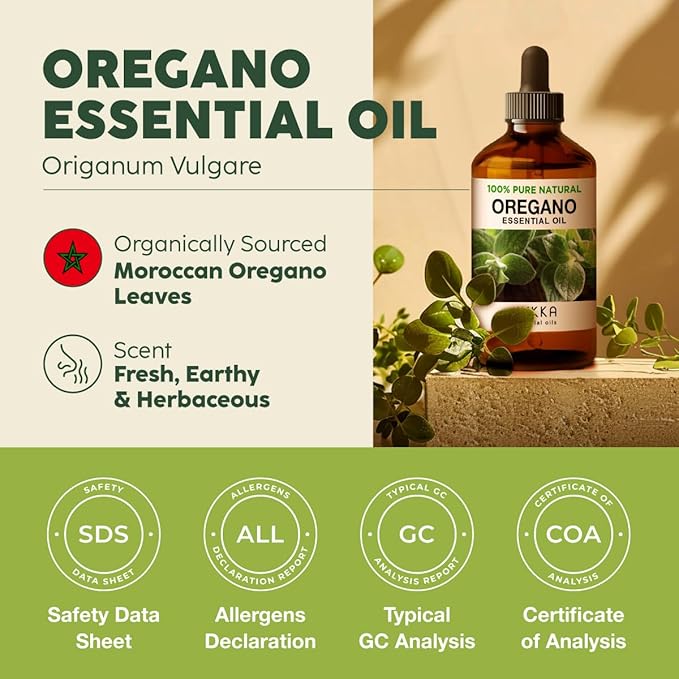 Kukka Oregano Essential Oil for Skin - 4 Fl Oz - 100% Pure Natural, Earthy & Herbaceous Scent, Perfect for Mother's Day Gifts, Diffuser, Nails, Candle & Soap Making DIY