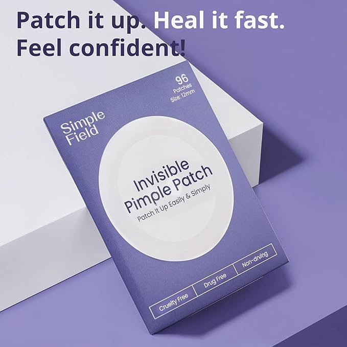 Pimple Patches for Face (96 Count). Invisible Hydrocolloid Acne Patch for Blemishes, Zits, and Breakouts. Easy-to-Use Spot Cover for Day & Night, Medium Size (12mm)