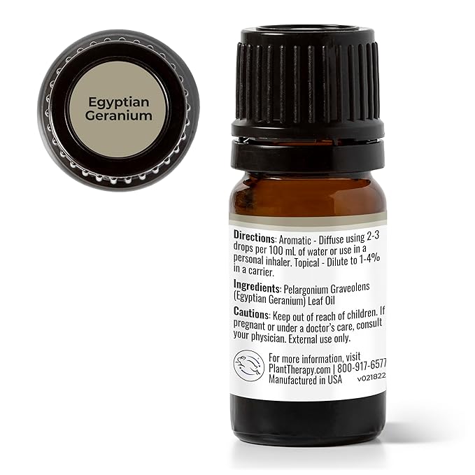 Plant Therapy Egyptian Geranium Essential Oil 100% Pure, Undiluted, Natural Aromatherapy, Therapeutic Grade 5 mL (1/6 oz)