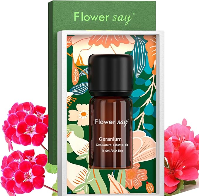 Geranium Essential Oil 0.34Oz - 100% Pure Natural MAX Undiluted Premium Therapeutic Grade Essential Oils for Diffuser/Skin Care/Massage/Hair/Toenails