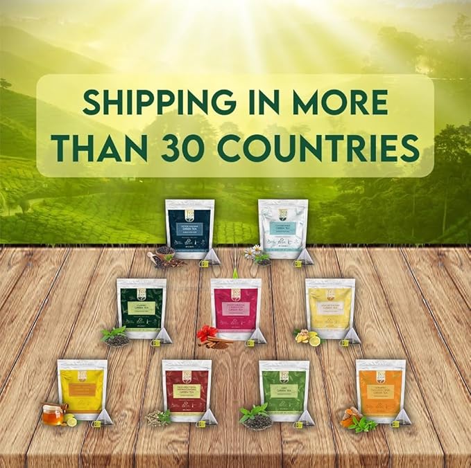 Honey Lemon Green Tea Bags (50 Count), Green Tea with Chamomile, Lemon & Honey Extract, Caffeinated, Real and Natural Green Tea, Blended with Fresh Herbs and Spices, Gluten Free