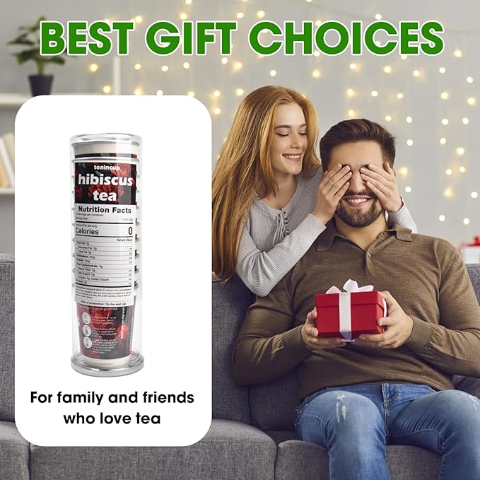 Organic Tea Sampler – 10 Eco-Friendly Tea Cups for Hot or Iced Teas, Premium Loose Leaf Teas Variety Pack – Jasmine, Chamomile, Hibiscus, Lemon Balm, Green Tea