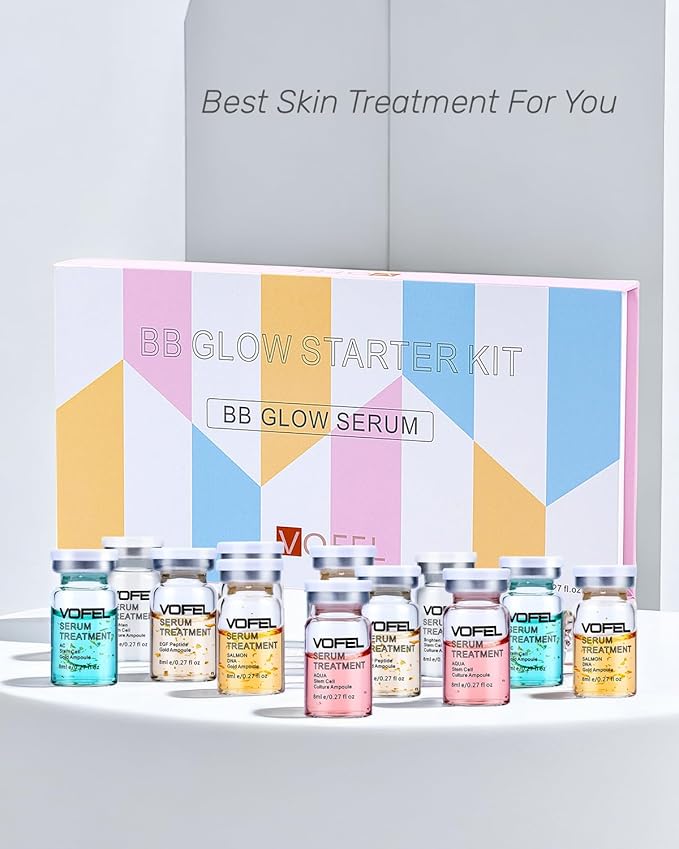 BB Glow Starter Kit BB Glow Serum for Microneedling Serum Ampoule Skin Treatment Kit 0.27oz 12 Vials