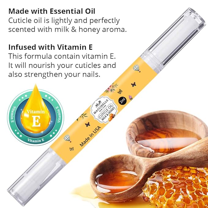 Maccibelle Pure Cuticle & Nail Oil Pen 2ml Heals Dry Cracked Cuticles (Milk & Honey + Lavender)