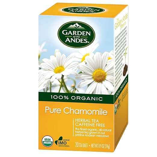 Garden of the Andes Herbal Organic Decaf Chamomile Hot Tea Bags, 0.9 oz, 20 Tea BagCount