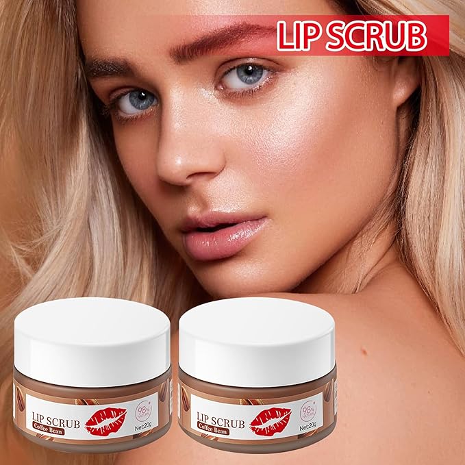 2PCS Coffee Bean Conditioning Lip Scrub Kit,Moisturizing Lip Sleeping Mask Long Lasting Hydrating Lip Scrubber Exfoliator Lip Care Products for Men & Women