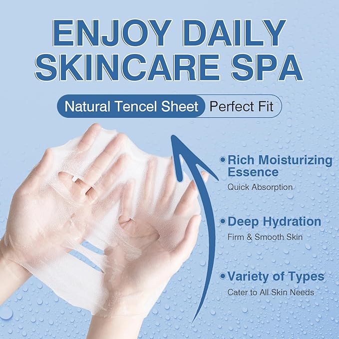 Face Masks Skincare, 12 Pack Collagen Serum Sheet Masks - Hydrating & Smoothing, Moisturizing & Nourishing for All Skin Types