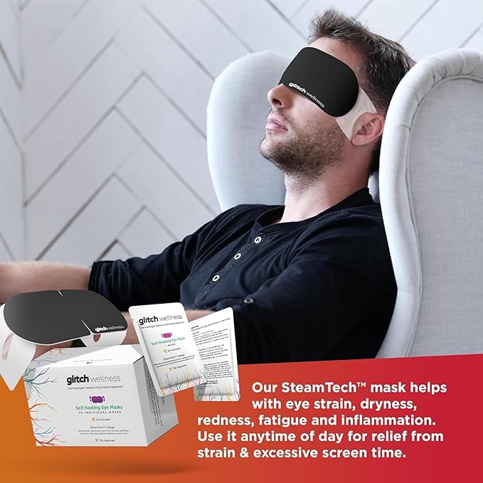Self Heating Eye Mask - Steam Eye Mask for Dry Eyes, Soothing Relief, Stress Reduction - Disposable Warm Eye Compress Moist Heat
