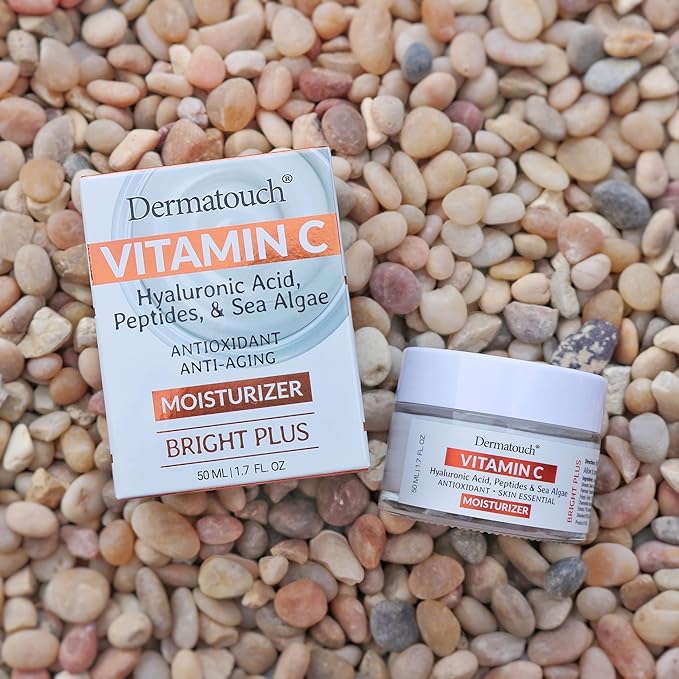 DERMATOUCH Vitamin C Moisturizer with Hyaluronic Acid, Peptides & Sea Algae, 1.75 fl oz - Made in America