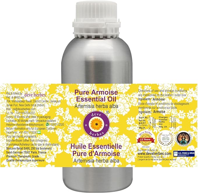 Deve Herbes Pure Armoise Essential Oil (Artemisia herba alba) Steam Distilled 630ml (21 oz)