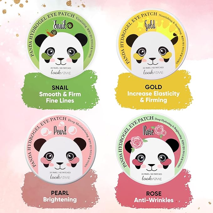 LOOKATME Korean Eye Mask for Dark Circles and Puffiness, Hydrogel Eye Patch for Eye Bags with Rose Gold (60pcs x 2pk), Eye Masks for Puffy Eyes, Hyaluronic Acid and Collagen, Premium Eye Gel Pads