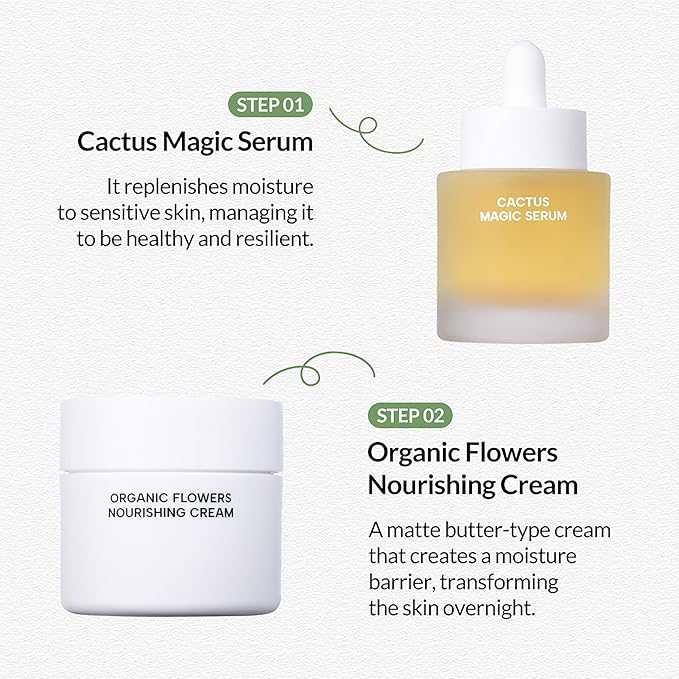 Whamisa Organic Cactus Magic Serum, Anti-Wrinkle & Brightening, Rejuvenation, Strengthen Skin Barrier, Probiotics, Hydrating, Facial Ampoule, Pore Refining (32ml)