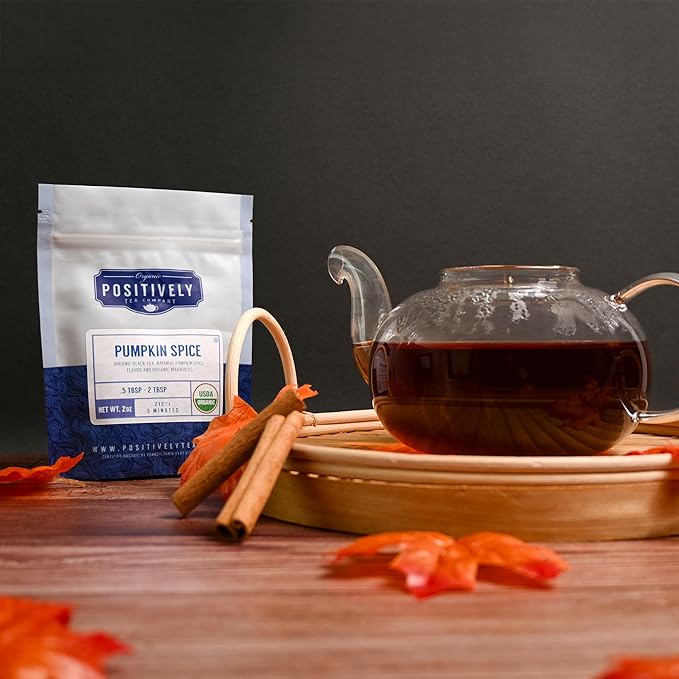 Organic Positively Tea Company, Pumpkin Spice Black Tea, Loose Leaf, 4 Ounce