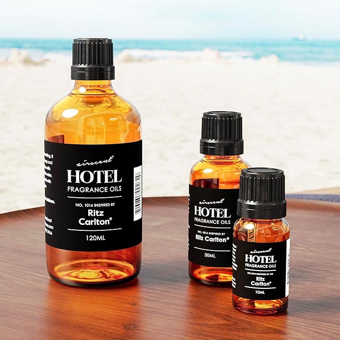 AirScent Hotel Diffuser Oil Inspired by The Ritz Carlton Hotel Scent - Premium Fragrance Oil No. 1014 for Ultrasonic and Waterless Diffusers and Crafting - 120 mL, 4 fl oz Glass Dropper Bottle