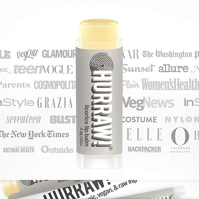 Hurraw! Licorice Lip Balm, 3 Pack: Organic, Certified Vegan, Cruelty and Gluten Free. Non-GMO, 100% Natural Ingredients. Bee, Shea, Soy and Palm Free. Made in USA