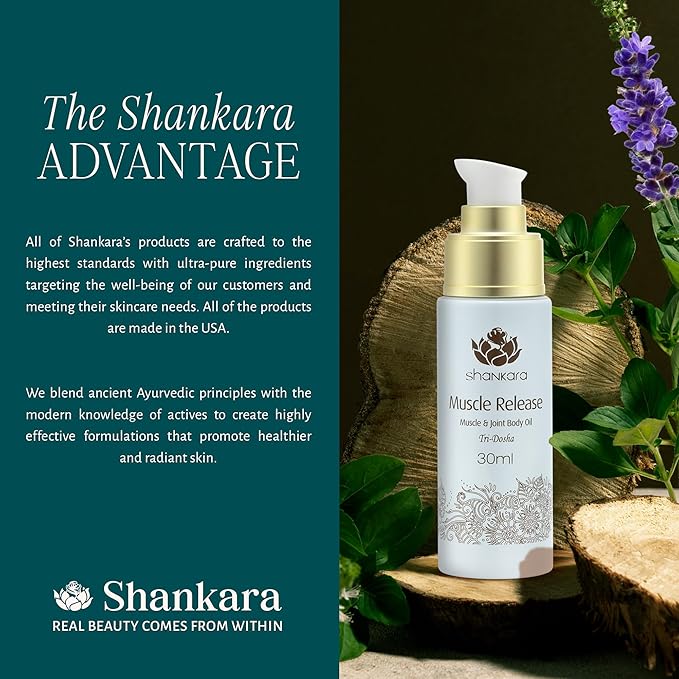 Shankara Body Massage Oil for Muscle Relief – All-Natural Body Oil with Arnica and Lavender Oil for Aromatic Massage Therapy – Warming Oil to Soothe Joints and Muscles (30 ml)