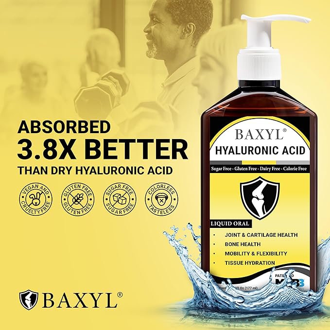 BAXYL & BaxylGI Bundle Pack - (6 fl oz Each) - Hyaluronic Acid Joint Supplement & Hylarunonan Amaferm Prebiotic Digestive Supplement.