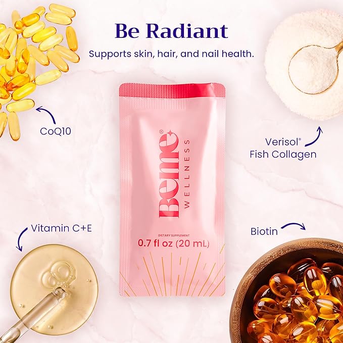 BeMe BeStrong & BeRadiant Peach Bundle - Vitamin B12 & Liquid Collagen Drink Supplements