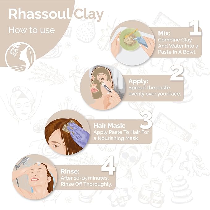 Fatima's Garden Rhassoul Clay with Herbs - Detox Facial Powder, 425g