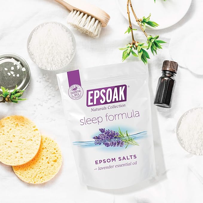Epsoak Epsom Salt 4 lb. Magnesium Sulfate USP. (Qty. 2 x 2lb. Bag), Lavender Sleep Formula, Resealable Epsom Salt Bag, Made in The USA, Cruelty-Free Certified