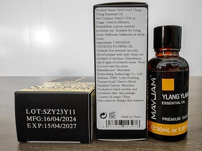 Ylang Ylang Essential Oil with Glass Dropper, MAYJAM 1.01fl.oz Ylang Ylang Oil Essential Oils for Diffusers, Humidifier, Yoga, Soap Candle Making
