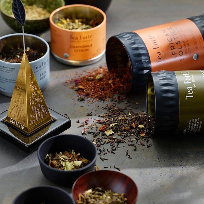 Tea Forte Ginger Lemongrass Premium Organic Loose Leaf Caffeine-Free Herbal Tea Blend Canister, Makes 35-50 Cups, Tea Gifts for Mother's Day