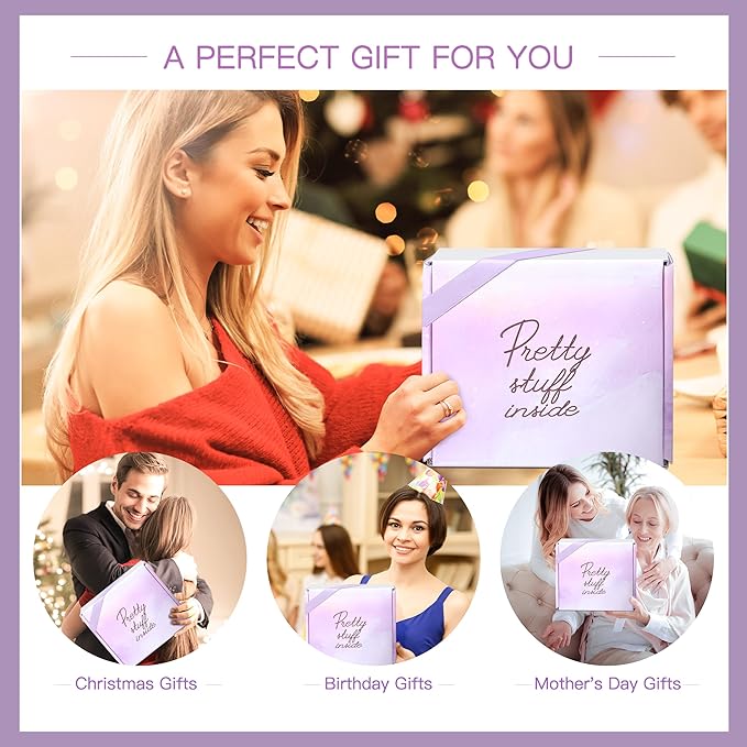 Gifts for Women Spa Lavender Bath Gifts Baskets for Women Mothers Day Gifts Birthday Gifts Relaxing Self Care Gift for Mom Her Auntie Sister Teacher Wine Tumbler Purple