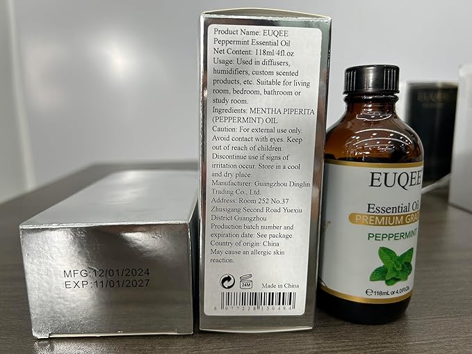 Peppermint Essential Oil 118 ml Pure Peppermint Oil with Glass Dropper for Aromatherapy, Diffuser, Soap Candle Making - 4Fl. Oz