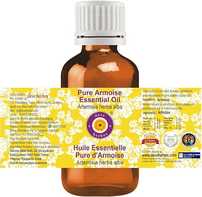 Deve Herbes Pure Armoise Essential Oil (Artemisia herba alba) Steam Distilled 5ml (0.16 oz)
