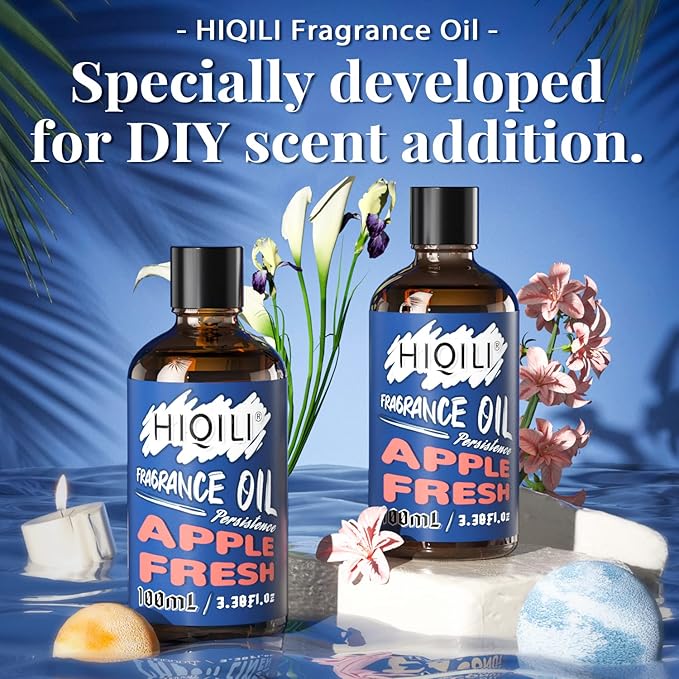 HIQILI Apple Fragrance Oil 100ml, Diffuser Oils Scents for Candle Making Soap Slime, Essential Oil for Car Freshies Home Aromatherapy, Fall Scents 3.38 Fl Oz, Christmas for Women Men