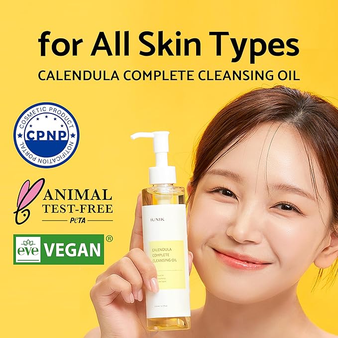 IUNIK Centella Calming Moisture Daily Sunscreen SPF 50+ PA++++ Matte & No White Cast Centella Asiatica w/ Calendula Cleansing Oil Kit