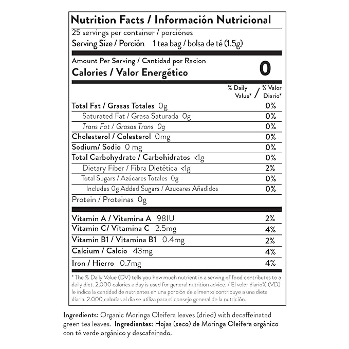 Miracle Tree - 12 Count of Organic Moringa Superfood Tea, 25 Individually Sealed Tea Bags, Green Tea (Keto, Detox, Energy/Immunity Booster, Vegan, Gluten-Free, Organic, Non-GMO, Caffeine-Free)