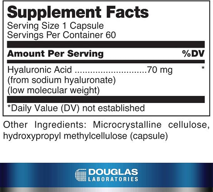 Douglas Laboratories Hyaluronic Acid | 70 mg Hyaluronic Acid for Joint and Skin Health | 60 Capsules