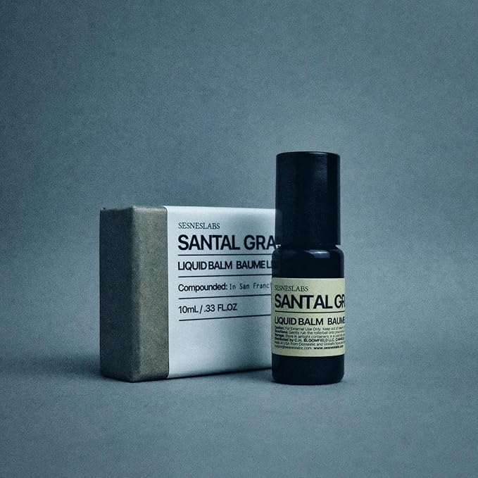 Santal Grass Roll-On, Perfume, Alcohol Free, Olfactive Marker, Niche Scent, Eucalyptus, Papyrus, Cardamom, Sandalwood Essential Oils Blend, Unisex Perfum for Women and Men 10ml/.33 fl Oz